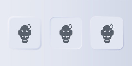 Gray Man poisoning icon isolated on gray background. Set icons in square buttons. Vector.