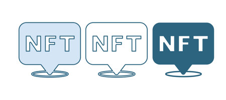 Blue NFT Digital crypto art icon isolated on white background. Non fungible token. Vector.のイラスト素材