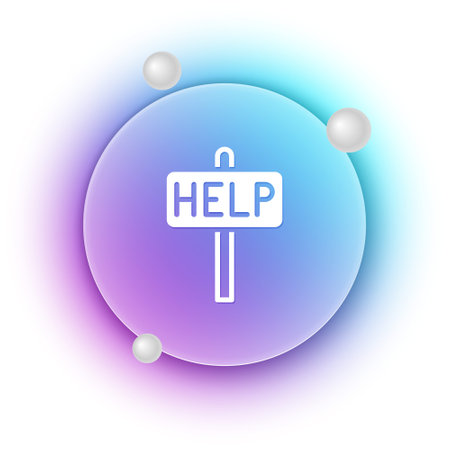White Ask for help text icon isolated on white background. Blue and purple gradient circle background. Vector.のイラスト素材