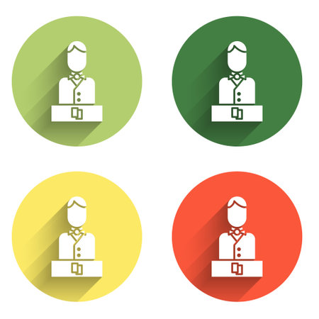 Set Casino dealer icon isolated with long shadow background. Casino croupier. Color circle button. Vector.のイラスト素材