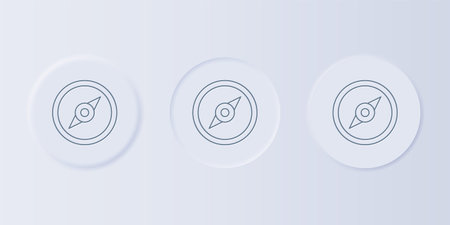 Gray Compass icon isolated on gray background. Windrose navigation symbol. Wind rose sign. Set icons in square buttons. Vector.のイラスト素材