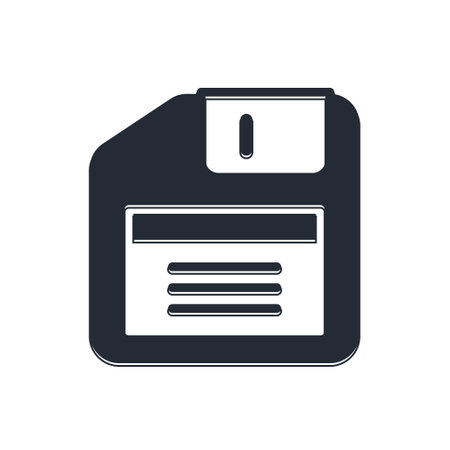 Black Floppy disk for computer data storage icon isolated on white background. Diskette sign. Vector.のイラスト素材
