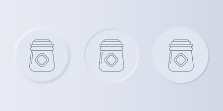 Gray Jar of honey icon isolated on gray background. Food bank. Sweet natural food symbol. Set icons in square buttons. Vector.のイラスト素材