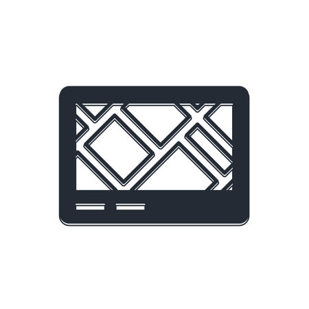 Black Gps device with map icon isolated on white background. Vector.のイラスト素材