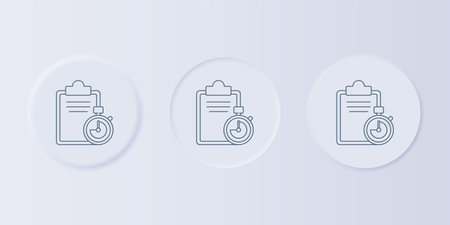 Gray Verification of delivery list clipboard icon isolated on gray background. Set icons in square buttons. Vector.のイラスト素材