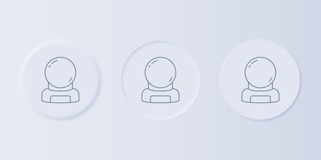 Gray Astronaut helmet icon isolated on gray background. Set icons in square buttons. Vector.のイラスト素材