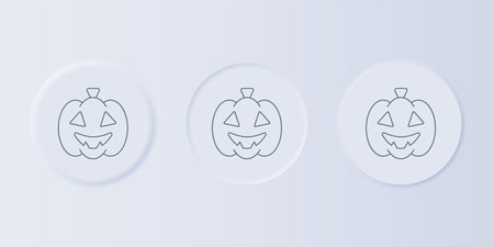 Gray Pumpkin icon isolated on gray background. Happy Halloween party. Set icons in square buttons. Vector.のイラスト素材