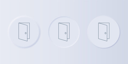 Gray Closed door icon isolated on gray background. Set icons in square buttons. Vector.のイラスト素材