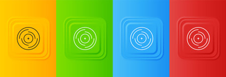 White Vinyl disk icon isolated on colorful background. Set icons in square buttons. Vector.のイラスト素材