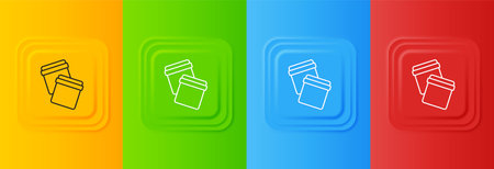 White Plastic bag with ziplock icon isolated on colorful background. Set icons in square buttons. Vector.のイラスト素材