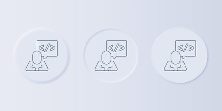 Gray Web design and front end development icon isolated on gray background. Set icons in square...
