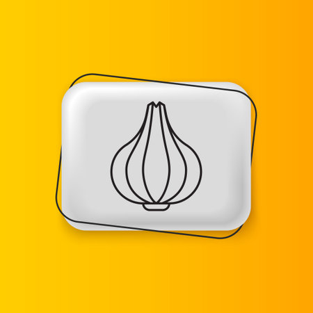 Black Garlic icon isolated on yellow background. Silver rectangle button. Vector.のイラスト素材