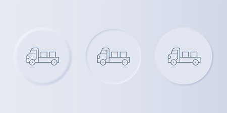 Gray Pickup truck icon isolated on gray background. Set icons in square buttons. Vector.のイラスト素材
