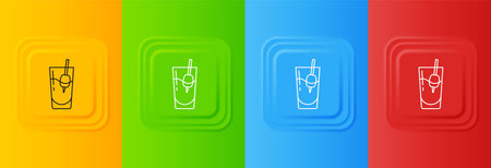 White Cocktail Bloody Mary icon isolated on colorful background. Set icons in square buttons. Vector.のイラスト素材