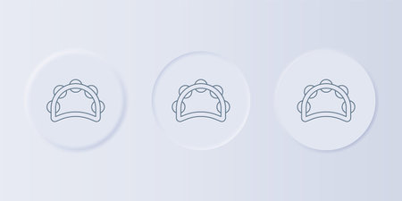 Gray Musical instrument percussion tambourine, with metal plates icon isolated on gray background. Set icons in square buttons. Vector.のイラスト素材