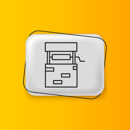 Black Well icon isolated on yellow background. Silver rectangle button. Vector.のイラスト素材