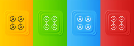 White BFF or best friends forever icon isolated on colorful background. Set icons in square buttons. Vector.のイラスト素材