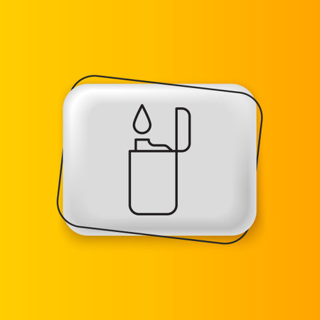 Black Lighter icon isolated on yellow background. Silver rectangle button. Vector.のイラスト素材
