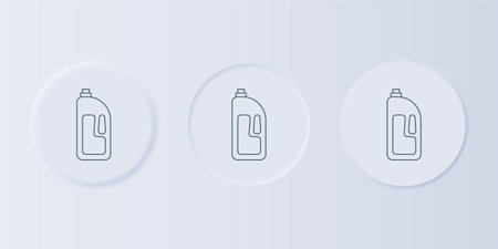Gray Container with drain cleaner icon isolated on gray background. Detergent in plastic bottle. Set icons in square buttons. Vector.のイラスト素材