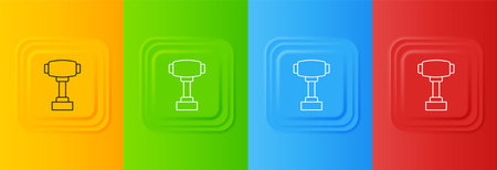 White Gear shifter icon isolated on colorful background. Manual transmission icon. Set icons in square buttons. Vector.のイラスト素材
