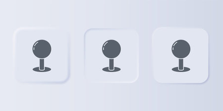 Gray Push pin icon isolated on gray background. Thumbtacks sign. Set icons in square buttons....
