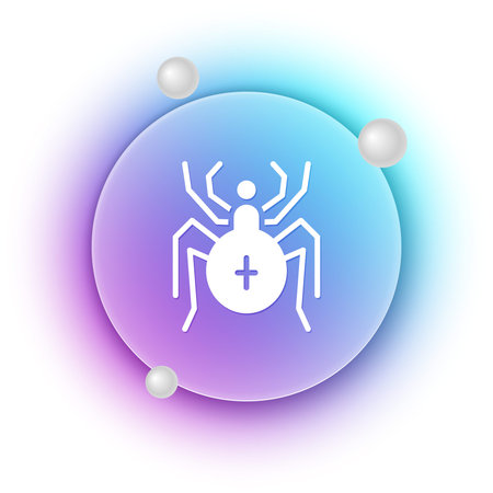 White Spider icon isolated on white background. Happy Halloween party. Blue and purple gradient circle background. Vector.のイラスト素材