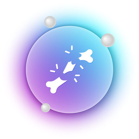 White Human broken bone icon isolated on white background. Blue and purple gradient circle...