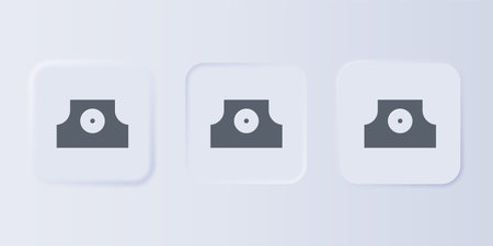 Gray Spray can nozzle cap icon isolated on gray background. Set icons in square buttons. Vector.