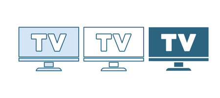 Blue Smart Tv icon isolated on white background. Television sign. Vector.