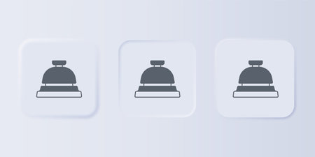 Gray Hotel service bell icon isolated on gray background. Reception bell. Set icons in square buttons. Vector.のイラスト素材