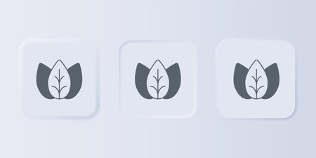 Gray Leaf icon isolated on gray background. Leaves sign. Fresh natural product symbol. Set icons in...