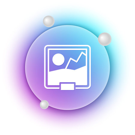 White Picture icon isolated on white background. Blue and purple gradient circle background. Vector.