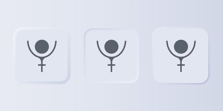 Gray Ancient astrological symbol of Pluto icon isolated on gray background. Astrology planet. Zodiac...