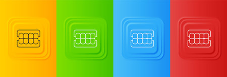 White False jaw icon isolated on colorful background. Dental jaw or dentures, false teeth with...