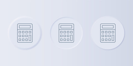 Gray Calculator icon isolated on gray background. Accounting symbol. Business calculations mathematics education and finance. Set icons in square buttons. Vector.のイラスト素材