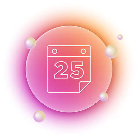 White Calendar icon isolated on white background. Event reminder symbol. Merry Christmas and Happy New Year. Orange and pink gradient circle background. Vector.のイラスト素材
