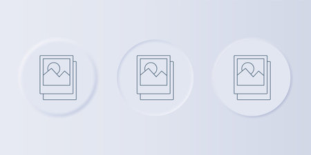 Gray Photo icon isolated on gray background. Set icons in square buttons. Vector.のイラスト素材