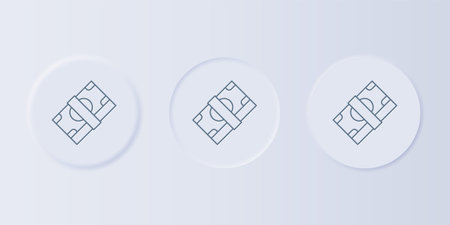 Gray Stacks paper money cash icon isolated on gray background. Money banknotes stacks. Bill currency. Set icons in square buttons. Vector.のイラスト素材