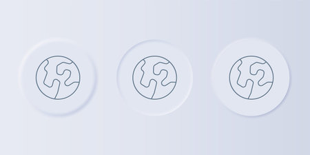 Gray Earth globe icon isolated on gray background. World or Earth sign. Global internet symbol. Geometric shapes. Set icons in square buttons. Vector.のイラスト素材