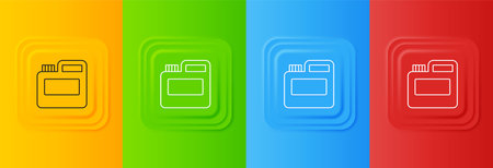 White Paint, gouache, jar, dye icon isolated on colorful background. Set icons in square buttons. Vector.のイラスト素材