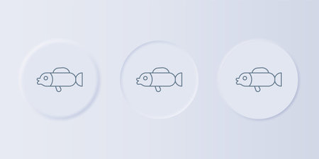 Gray Puffer fish icon isolated on gray background. Fugu fish japanese puffer fish. Set icons in square buttons. Vector.のイラスト素材