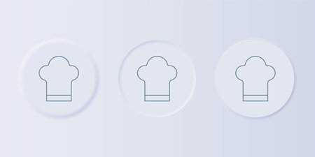 Gray Chef hat icon isolated on gray background. Cooking symbol. Cooks hat. Set icons in square buttons. Vector.のイラスト素材