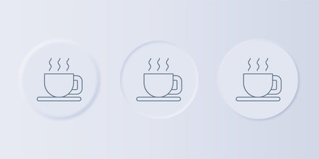 Gray Cup of tea icon isolated on gray background. Set icons in square buttons. Vector.のイラスト素材