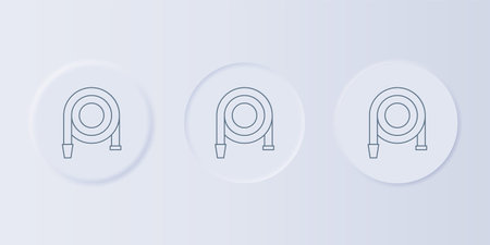 Gray Fire hose reel icon isolated on gray background. Set icons in square buttons. Vector.のイラスト素材