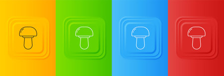 White Mushroom icon isolated on colorful background. Set icons in square buttons. Vector.のイラスト素材