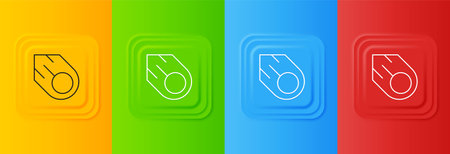 White Comet falling down fast icon isolated on colorful background. Set icons in square buttons. Vector.のイラスト素材