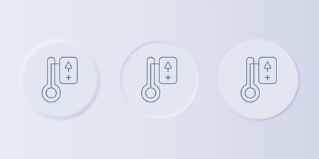 Gray Sauna thermometer icon isolated on gray background. Sauna and bath equipment. Set icons in square buttons. Vector.のイラスト素材