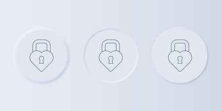 Gray Castle in the shape of a heart icon isolated on gray background. Locked Heart. Love symbol and keyhole sign. Set icons in square buttons. Vector.のイラスト素材