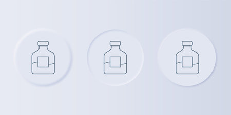 Gray Glass bottle of vodka icon isolated on gray background. Set icons in square buttons. Vector.のイラスト素材