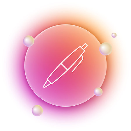 White Pen icon isolated on white background. Orange and pink gradient circle background. Vector.のイラスト素材